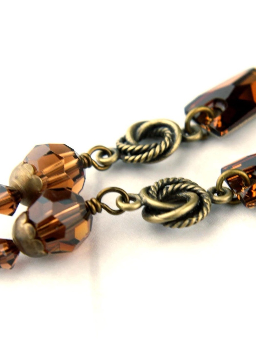 Vintage-Inspired Brown Crystal Drop Earrings